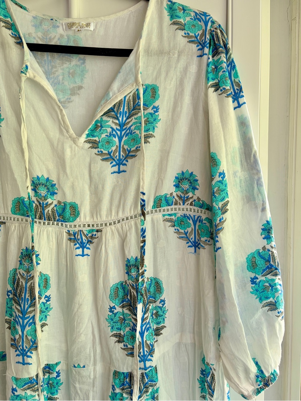 Debbie Katz White Boho Tiered Maxi Dress with Floral Print - Picture 4 of 6